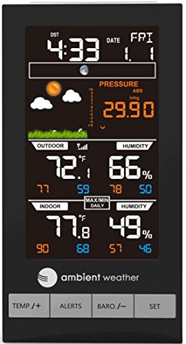 Ambient Weather WS-2801A Advanced Wireless Color Forecast Station | With Temperature, Humidity and Barometer - size: Console + 1 Sensor