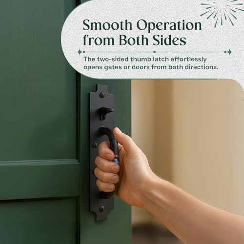 Renovators Supply Manufacturing Black Cast Iron Norfolk Door Latches Traditional Gate Or Door 8" Tall Thumb Latches Black Powder Coated Two Sided Gate Latch Locks with Mounting Hardware Pack of 10 - color: 8-inch Norfolk, size: Pack of 10