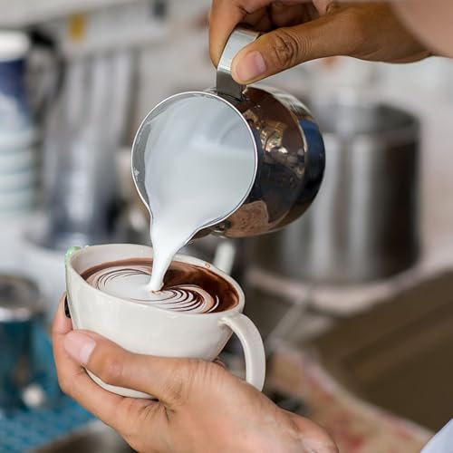 Milk Frothing Pitchers-12oz/350ML Stainless Steel Steaming Pitchers, Scale Coffee/Milk/Cappuccino/Latte Art Barista Steam Pitchers