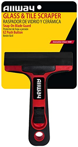 ALLWAY GTS-G Glass & Tile Scraper with Snap-On Blade Guard, 4" | Soft-Grip Handle, Easy Blade Change - style: Glass & Tile Scraper with Guard