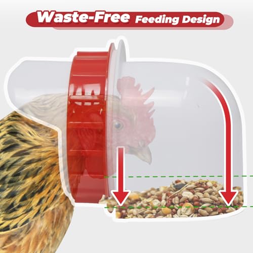 Automatic Chicken Feeder 100LBS Large Capacity, 12 Anti-Waste Ports Metal Poultry Feeder with Height Adjustable Stand, Waterproof Rodent Proof Feed Box with Lid Viewing Window for Hens Ducks Geese - size: 100LBS