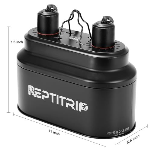 Dual Reptile Light Fixture with 100W Full Spectrum UVA UVB Light Bulb & 100W Nighttime Ceramic Heat Emitter, 2 Independent Switches, Reptile UVA UVB Heat Combo Pack - size: ST4