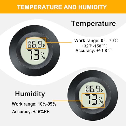3 Pack Mini Hygrometer Thermometer Digital Humidity Meter Indoor/Outdoor Humidity Monitor Reptile Thermometer for Humidors Garden Cellar Greenhouse ℉/ ℃ (3)