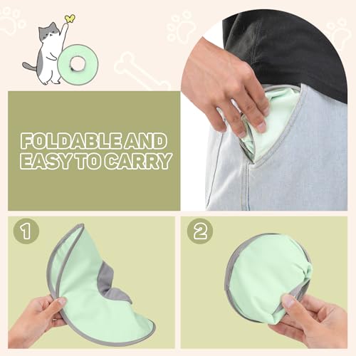 Avont Lightweight Waterproof Foldable Cone, Soft E-Collar - S Green | Neck up to 10.6", Width 3". Foldable soft cone for cats & small dogs, stops licking, waterproof, easy clean - color: Green, size: S