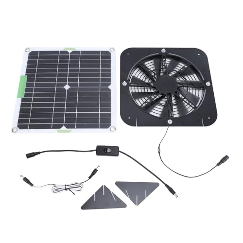 Pomya 100W Solar Fan Kits for Ventilation, 13.5 Inch Solar Powered Exhaust Fan with Monocrystalline Silicon Solar Panels for Greenhouse, Camping