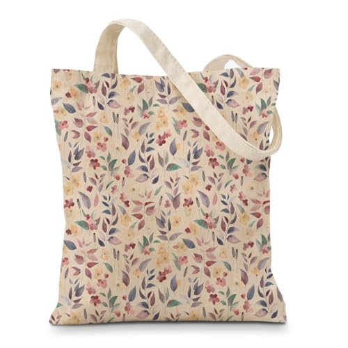 Vintage Floral Canvas Tote Bag, Aesthetic Botanical Reusable Grocery Bags for Women, Elegant Floral Lover Gift Tote - color: Color26