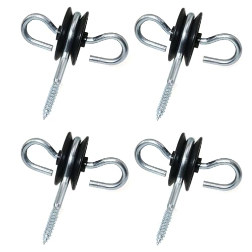 RLECS 4PCS Wood Post Screw in Screws Double Iron Wood Screws Ring Type Electric Fence Screw in Gate Handle Anchors Pasture Fence Accessories for Roller Shutter Door Handle Connection Parts