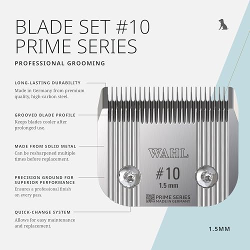 Wahl Pro Animal Wide Prime Series Blade, 1.5 mm, #10 | Solid High-Carbon Steel, Quick-Change System for Dog, Cat, and Horse Grooming - size: #10