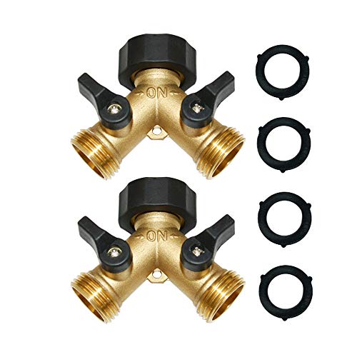 2-Way Garden Hose Splitter - 3/4" Female & 2 Male, 2 Pcs - size: 3/4" BL