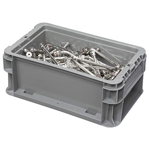 Buckhorn SW120705F101000 Plastic Straight Wall Storage Container Tote, (12-Inch x 7-Inch x 5-Inch), Light Gray - size: 12" x 7" x 5"