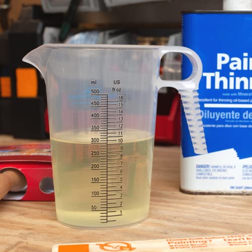 16oz, 1 Pint (2 cup) Measure Pitcher - Convenient Conversion Chart – Multi Purpose Food Grade Great for Cooking, Hobbies, Shop Oil, Fluids, Pool Spa and Lawn with High Chemical Resistance by Turnah - size: 16oz