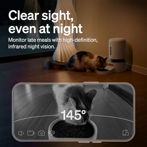 PETLIBRO Automatic Cat Feeder with Camera, 1080P HD & Night Vision, 5GHz/2.4GHz WiFi & Cam Smart Pet Feeder with App Control, 2-Way Audio, Motion Alerts for Cats & Dogs, Stainless Steel Single Tray - color: White, size: 5l-camera