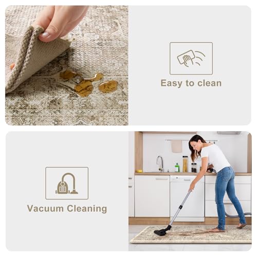 KIMODE Anti Fatigue Kitchen Mats 2 PCS 17"x47"+17"x29.5", Boho Kitchen Rugs and Mats, Non Slip Cushioned Kitchen Mats for Floor, Waterproof Kitchen Floor Mats for Laundry, Office, Sink, Khaki | 17"x47"+17"x29" Non Slip Cushioned Kitchen Mats for Floor, Wa
