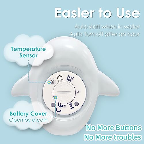 Baby Bath Tub Thermometer - Bathtub Water Thermometer with Room Temperature - Safety Floating Whale Bathtub Toy - New Upgraded Mute Flashing Alert, Gift for Mom Newborn Infant