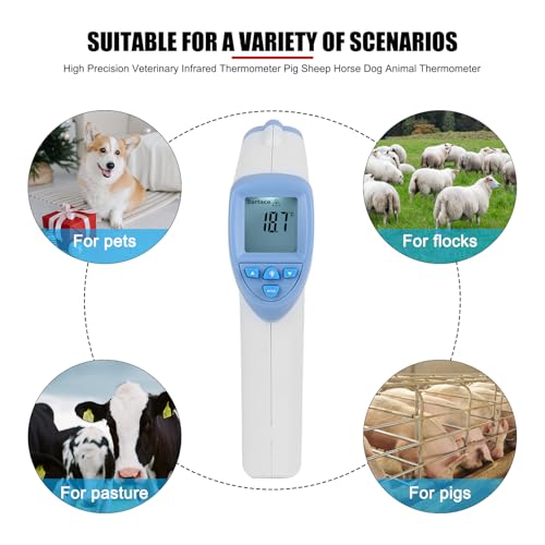 Pet Thermometer, High Precision Veterinary Infrared Thermometer Blue Non-Contact Digital Thermometer for Pig Sheep Horse Dog