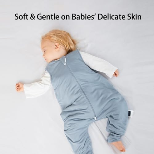 BubblePanda Rayon Made from Bamboo Sleep Sack with Feet 6-12 Months 2.5 Tog | Toddler Sleep Sacks with Legs, Soft Walker Sleeping Sack, Lightweight Baby Wearable Blanket, 2-Way Zipper, Slate, Small - color: Slate, size: S(6-12M)