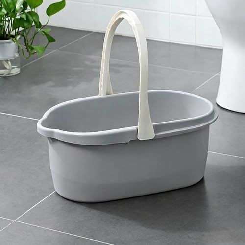 Haundry Compact Mop Bucket with Handle, Rectangular Cleaning Bucket and Caddy for Cleaning Supplies, 10L, Grey - color: Gray