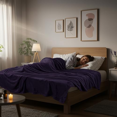 Utopia Bedding Ultra Soft Fleece Bed Blanket Throw Size Purple (50x60 Inch) | Microfiber Plush Warm Lightweight Breathable Cozy Blanket Anti-Static, All Season Use, Gift for Women and Men - color: Purple, size: Throw (50x60 Inch)