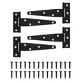 T Strap Hinges Heavy Duty, Shed Door Gate Hinges(Black) (4, 4 Pcs *5 inch) | 3 inch t hinges Heavy Duty Black Outdoor Tee Hinge for Wooden Fences, Barn Door Gates Hinge for Shed Door Hardware - size: 4 Pcs *5 inch