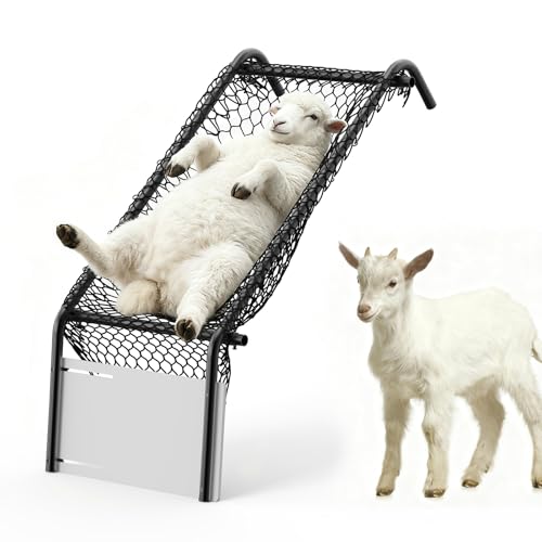 Deck Chair for Sheep | Heavy Duty Metal Goat Chair for Hoof Trimming, Adjustable Width 10"-16" Kick Plate, Suitable for Sheep, Goat, Lamb, Pony