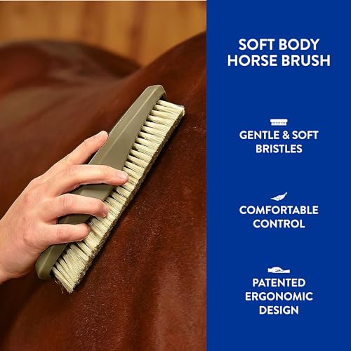 Wahl Professional Animal Equine Soft Body Horse Brush, Black | Effortlessly Removes Dirt and Loose Hair, Comfortable Rubber Grip, Patented Ergonomic Design