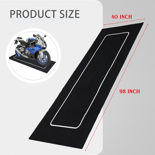 Drydiet Motorcycle Mat Garage Floor Rug Washable Parking Mats for Garage Floors Non Slip Oil Absorbent Pad Rubber Backing Layer Protects Floor(Basic Style,98 x 40 Inch) - size: 98 X 40 Inch, style: Basic Style