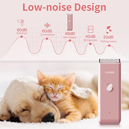 Home Professional Dog Grooming Kit Clipper Low Noise USB Rechargeable for Dog Cat - color: Ap005-pink