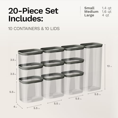 Naked Kitchen 20-Piece Food Storage Containers with Lids – Stackable BPA-Free Borosilicate Glass Pantry Storage Containers with Leak-Resistant Airtight Seal for Kitchen & Pantry Organization – Cream - color: Cream