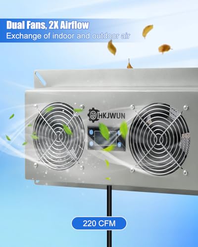 220CFM Crawl Space Ventilation Fan with Temperature Humidity Controller | 304 Stainless Steel Airflow Exhaust Fan for Basement Garage Attic Hydroponics & Grow Tents, Airflow & Moisture Control