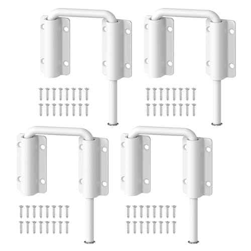 Upgraded Sliding Door Loop Lock, Barn Door Latch, White-4PCS | 2.38″ Multi-Angle Locks for 90/180 Degree Aluminum Alloy Security Gate Latches for Fence, Window, Closet, Bedroom, Screen - color: White-4PCS