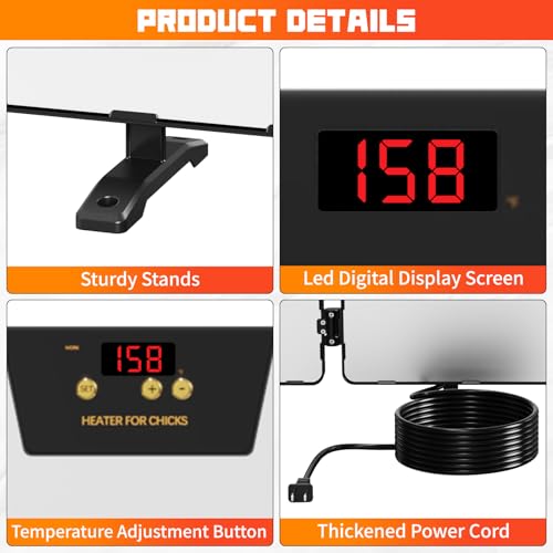 Smart Chicken Coop Heater, 260 Watts 3-in-1 Foldable Chick Heater Built-in Adaptive Temperature Sensor, Chicken Coop Heater for Winter, Coop Heater Adaptable to Timer and Temp Controllers