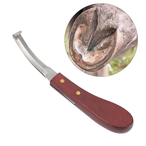 Horse Hoof Knifes for Farrier Tools, Double-Edged Stainless Steel Hoof Trimming Knife with Ergonomic Wooden Handle for Horses, Goats, Sheep Hoof Care