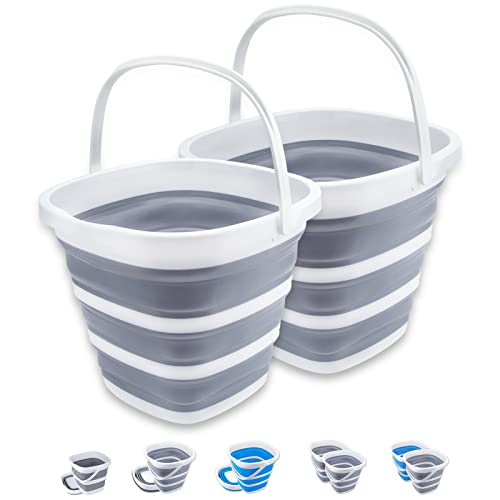 2 Pack Collapsible Buckets 10L 2.6 Gallon Cleaning Bucket Mop Bucket Folding Foldable Portable Small Plastic Water Supplies for Outdoor Garden Camping Fishing Car Wash Space Saving Square - color: 2 Pack - 10l