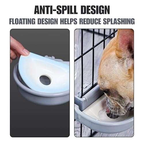 Automatic Pet Food Water Dispenser, Auto Gravity Pet Feeder Water Bottle Set for Crate, Feeding Station for Small Dog Cat Rabbit Guinea Pigs Chinchilla Ferret Hedgehog (Gray) - color: Gray
