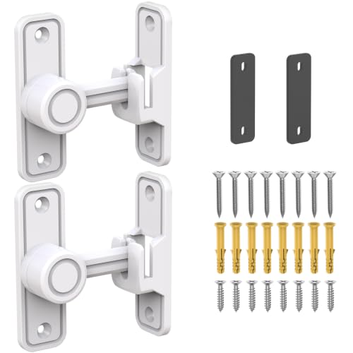 Sliding Barn Door Lock, 90 Degree Locks, 2 Pack-White | Flip Gate Latches for Garden, Bathroom, Outdoor, Garage, Window, Barn Doors - color: 2 Pack White