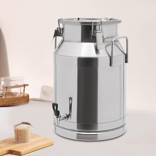 Stainless Steel Milk Can, 30 Liter Seamless Milk Jug Wine Pail Bucket with Spigot 7.93 Gallon Anti-Leak Liquid Storage Container Milk Pail with Sealed Lid Heavy Duty (30L with Spigot) - size: 30L with Spigot
