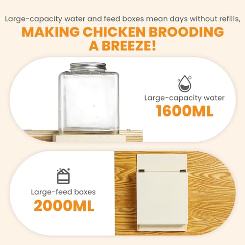 32" Chicken Brooder Brooder for Chicks with Feeder & Waterer | Upgrade Sliding Door Design, Super Easy to Clean Up to 30 Chicks 32" L x 16" W x 16" H