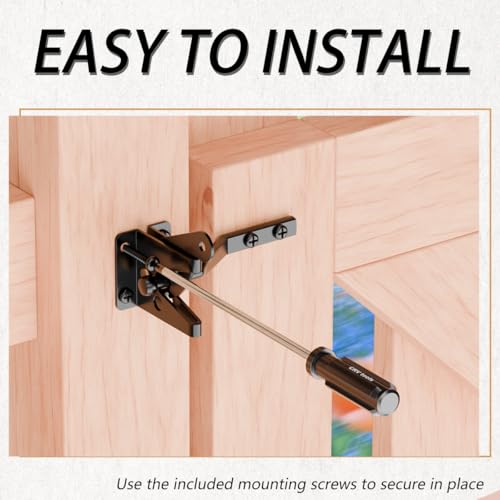 Self-Locking Gate Latch, Heavy Duty Automatic Gravity Lever for Wood Fence | Spring-Loaded Self-Locking; Thick Steel, Black Coated; for Wood Fence, Garden, Pool, Barn Gates; Works with Padlocks - size: Normal