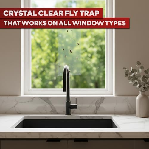 XFasten Window Fly Traps Sticky Clear 100-Pack Fruit Fly Traps for Indoors Sticky, Residue-Free, Odorless, Discreet Adhesive Indoor Catcher for Fruit Flies Houseflies, Gnats on Windows Kitchen Garage - style: 100-Pack
