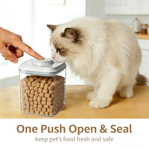 Airtight Dog Food Storage Container, 2.8 QT, One-Touch Pop Lid, BPA-Free | Clear Stackable Canister for Pet Food & Cat Treats - color: 2.8 Qt