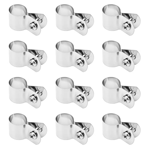 M METERXITY 12-Pack 5/8" Brace Bands Chain Link Fence Parts | Galvanized Steel Chain Link Brace Band with Bolts and Nuts for Fence, Gate, Posts, Rust-Resistant [Silver] - size: 5/8"