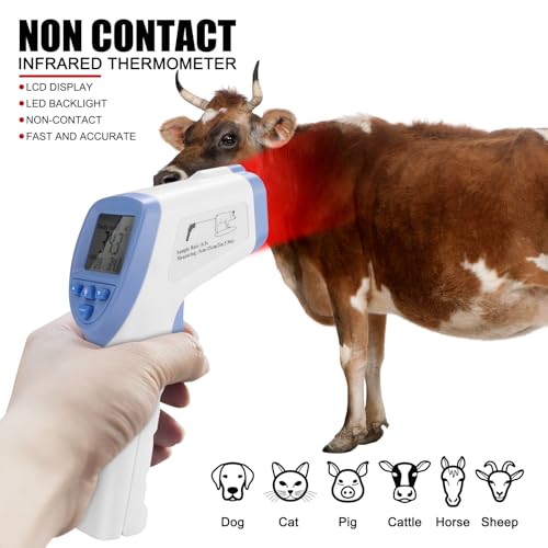 Pet Thermometer, High Precision Veterinary Infrared Thermometer Blue Non-Contact Digital Thermometer for Pig Sheep Horse Dog