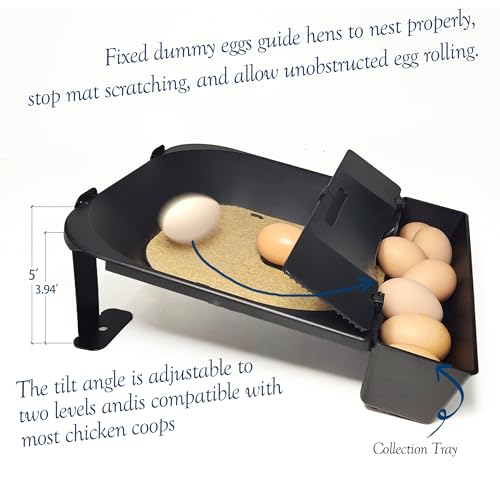 Roll Away Chicken Nesting Box,Lockable Fake Egg & Jute Pad – 2-Height Adjustable Slope – Fits Inside 14"+ Coops – Small to Medium Breeds(1PC)
