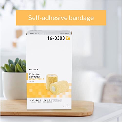 McKesson Cohesive Bandages, Non-Sterile, Latex, Tan, 3 in, 1 ct | Contains Latex, 5 yds