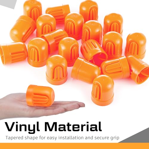25 Pcs T Post Rebar Cap,Safety T Post Topper,High Visibility Orange | Insulator Plastic, Cover Fence Sharp Edges, for T & U Posts for Wire and Tape Ends of Tent Stakes, Pipe, Livestock Fencing