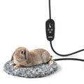Adjustable Temperature Cat Heating Pad, 11.8"x11.8", 30W, Light Gray | 6 Heat Settings, 4 Timer Options, Chew-Resistant Cord, Rosebud Fabric Surface, Ideal for Small Cats & Rabbits - size: XS – Round 11.8"