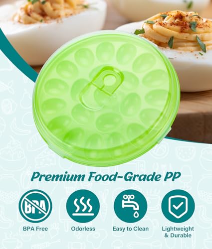 Deviled Egg Container with Lid, 3 Pack Stackable Deviled Egg Platter with Handle, 66-Slot Egg Carrier Tray for Fridge Storage, Easter, Christmas, Parties, Picnic, Dishwasher/Freezer Safe