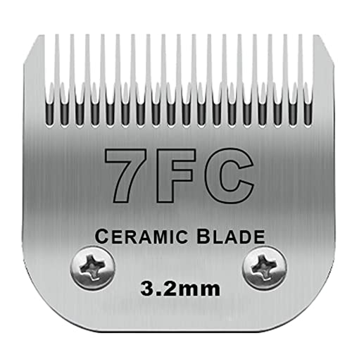 7FC Detachable Dog Blades Compatible with Andis/Oster A5 Grooming | Compatible with wahl km10 dog clipper,Cut Length 1/8"(3.2mm),Made of Ceramic Blade & Stainless Steel Blade - color: Silver, size: 7FC 3.2mm