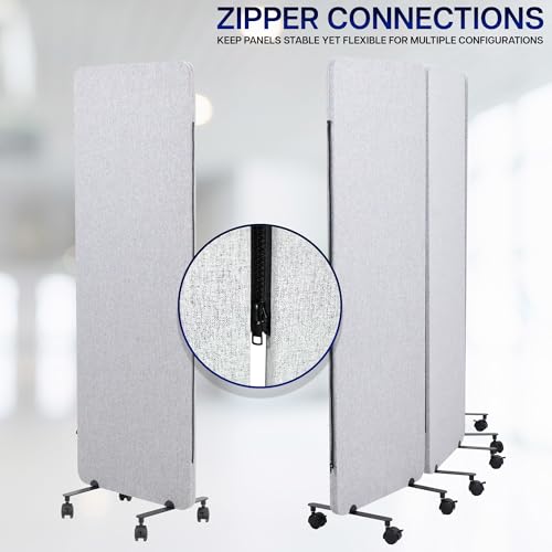 VIVO Freestanding 145 x 66 inch Privacy Panel System, Mobile Cubicle Divider, Acoustic Wall Partition, x6 24 inch Panels, Gray, PP-KIT-T145G-M - size: 145"