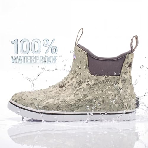 SUREWAY Men's Deck Boots Non-Slip Fishing & Ankle Boating Boot | Waterproof Rain Boots, Lightweight Neoprene Rubber Deck Boots - color: All Harbomist, size: 9